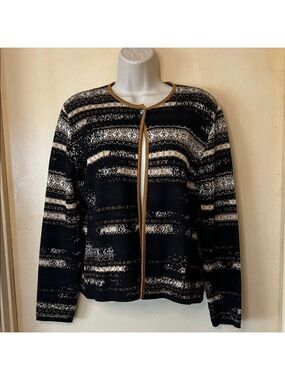 Alain Manoukian Black Gold and Cream Cardigan size L